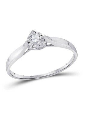 10K White Gold Diamond Solitaire Promise Ring | Minimalist Diamond Ring